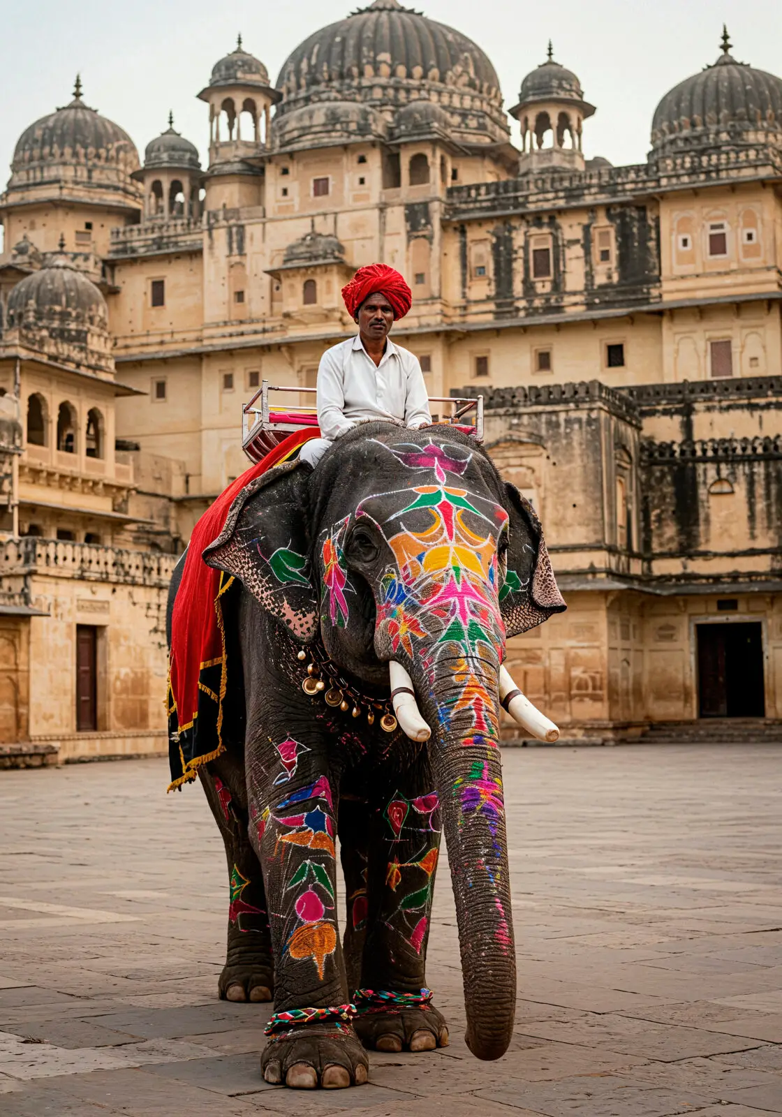 elephant ride front indian palace